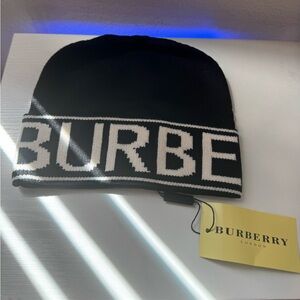 Burberry Black and White Knit Hat